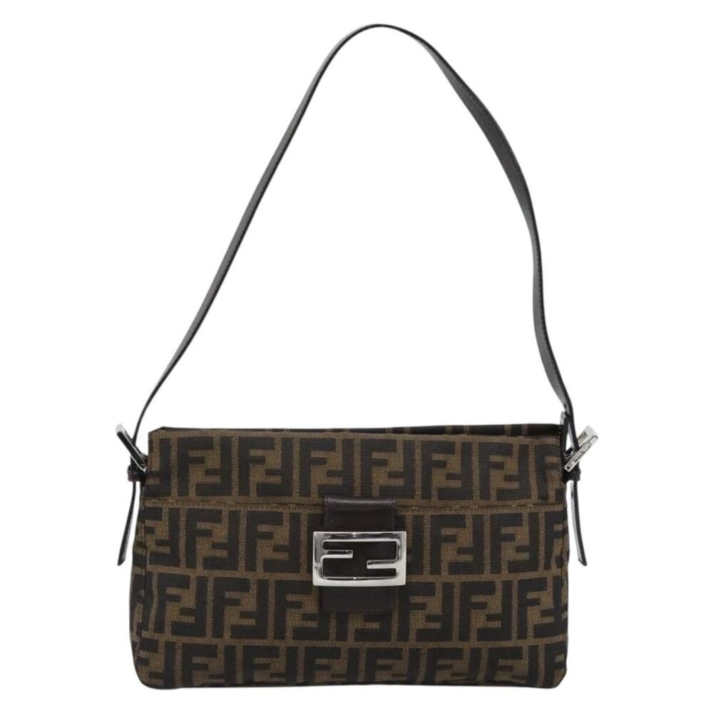 Fendi Zucca Mamma Baguette Shoulder Bag Black